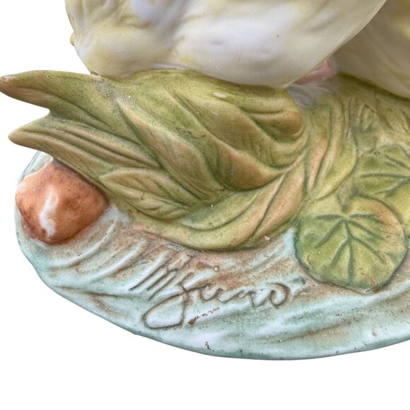Vtg Homco Masterpiece Porcelain Ducklings Lilypad Signed by Mizuno 1982 Easter S - Picture 4 of 11